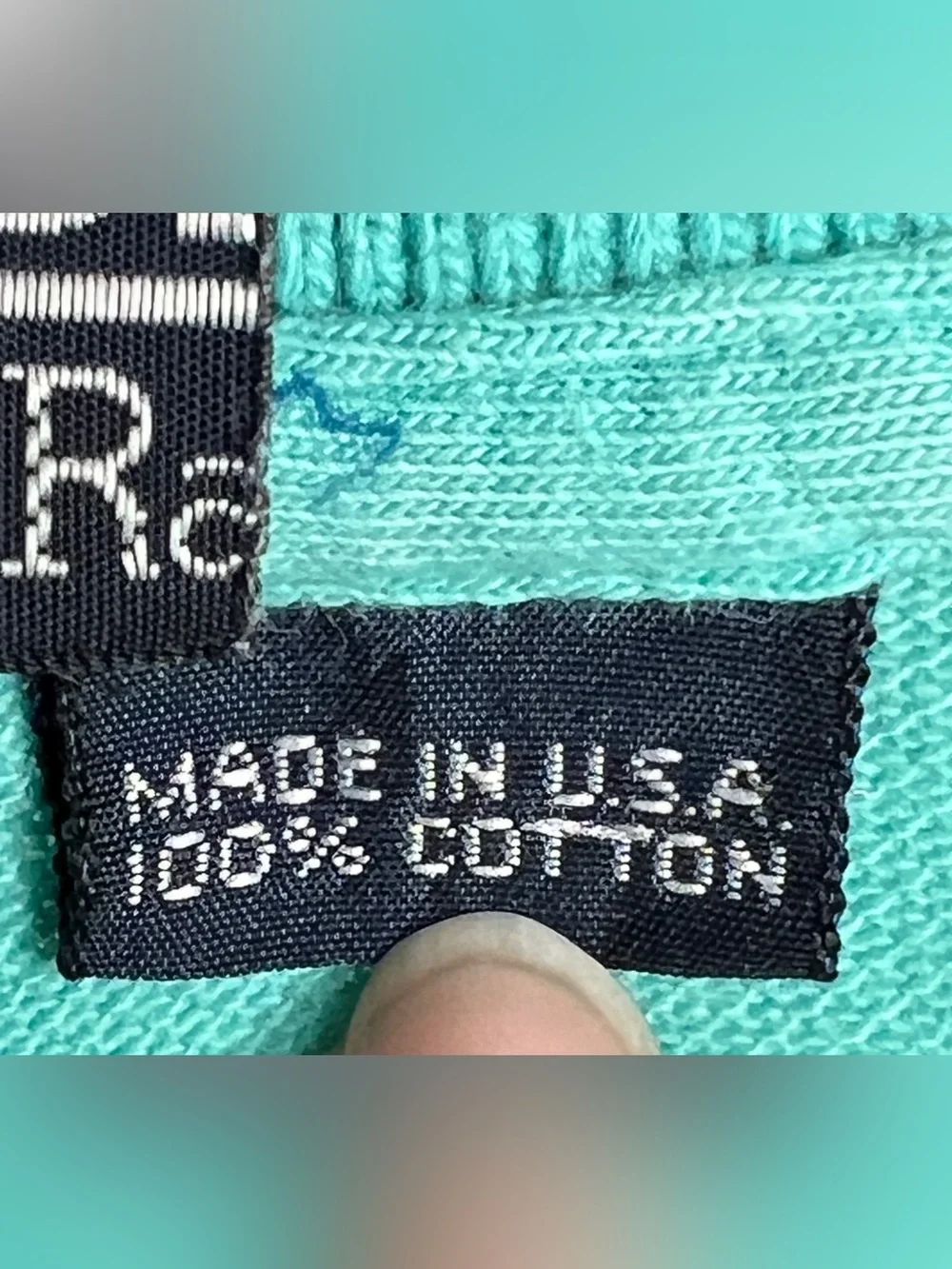 Vintage Polo Ralph Lauren USA Made Turquoise Green Cotton Polo Shirt Small Flaw